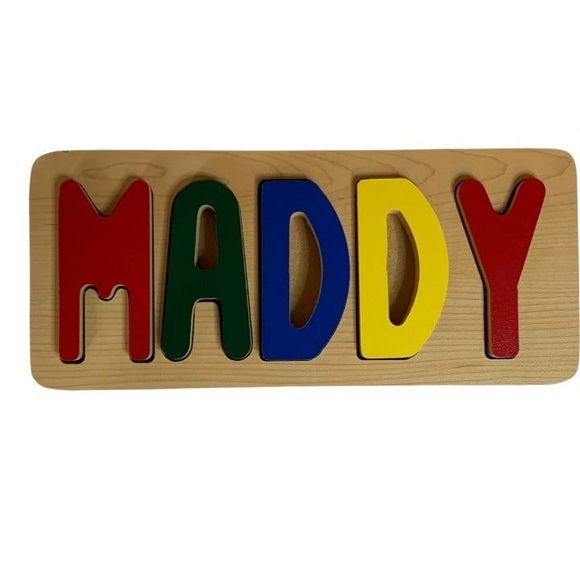 Personalized Maddy 5 Piece Wooden Puzzle Letters Learning Names Colorful‎ Sturdy - Picture 1 of 5